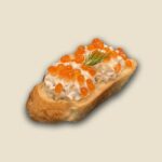 ბრუსკეტა კრემყველით და ხიზილალით